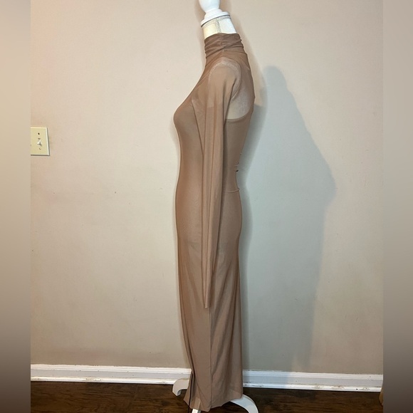 NWOT AFRM Tan Mock Neck Bodycon Dress - Picture 3 of 7